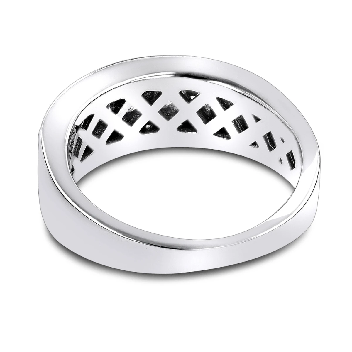 LUXURMAN Anniversary Ring 14K White Gold 3 Row Ladies Diamond Wedding Band 0.6ct 6 LUXURMAN Anniversary Ring 14K White Gold 3 Row Ladies Diamond Wedding Band 0.6ct - Image 4