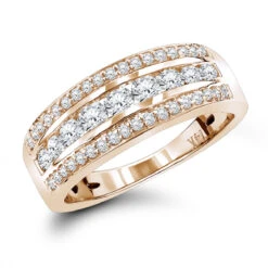 LUXURMAN Anniversary Ring 14K White Gold 3 Row Ladies Diamond Wedding Band 0.6ct 10 LUXURMAN Anniversary Ring 14K White Gold 3 Row Ladies Diamond Wedding Band 0.6ct -Its Hot Jewelry Shop 14k gold 3 row ladies diamond wedding band 06ct ro