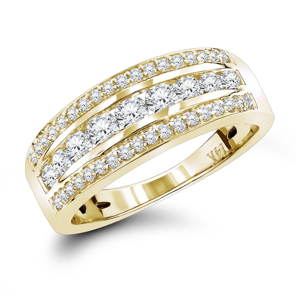 LUXURMAN Anniversary Ring 14K White Gold 3 Row Ladies Diamond Wedding Band 0.6ct 4 LUXURMAN Anniversary Ring 14K White Gold 3 Row Ladies Diamond Wedding Band 0.6ct - Image 2