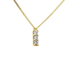 14K Yellow Gold 3 Stone Diamond Journey Pendant For Women 0.3ct