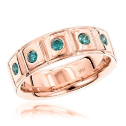 14K Yellow Gold 5 Blue Diamond Wedding Band 0.3ct Comfort Fit Five Stone Ring -Its Hot Jewelry Shop 14k gold 5 blue diamond wedding band 03ct comfort fit five stone ring ro