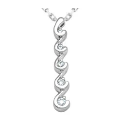 14K White Gold 5 Stone Diamond Journey Necklace 0.26ct