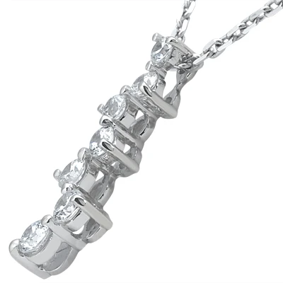 14K White Gold 5 Stone Diamond Journey Necklace 1.25ct 4 14K White Gold 5 Stone Diamond Journey Necklace 1.25ct - Image 2