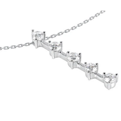 14K White Gold 5 Stone Diamond Journey Necklace 1.75ct 4 14K White Gold 5 Stone Diamond Journey Necklace 1.75ct - Image 2