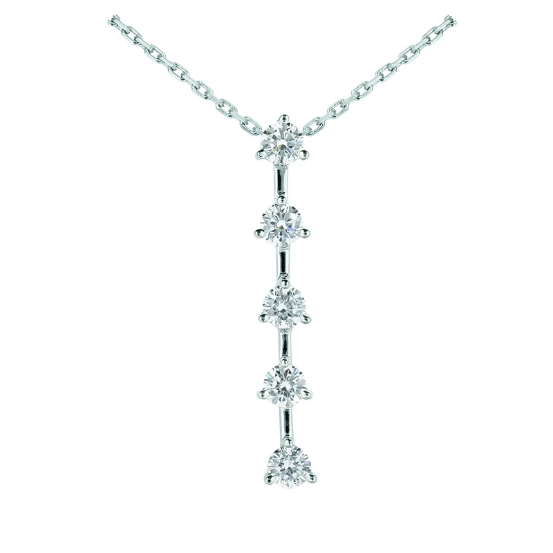14K White Gold 5 Stone Diamond Journey Necklace 1.75ct 3 14K White Gold 5 Stone Diamond Journey Necklace 1.75ct