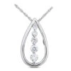 14K White Gold Unique 5 Stone Diamond Journey Necklace 1ct