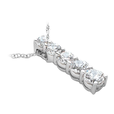 14K White Gold Designer 5 Stone Round Cut Diamond Journey Pendant 0.50ct 4 14K White Gold Designer 5 Stone Round Cut Diamond Journey Pendant 0.50ct - Image 2