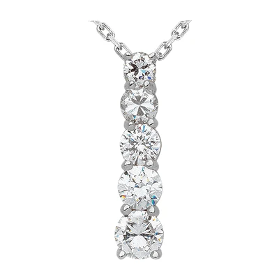 14K White Gold Designer 5 Stone Round Cut Diamond Journey Pendant 0.50ct 3 14K White Gold Designer 5 Stone Round Cut Diamond Journey Pendant 0.50ct