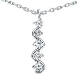 14K White Gold 5 Stone Diamond Journey Pendant 0.50ct
