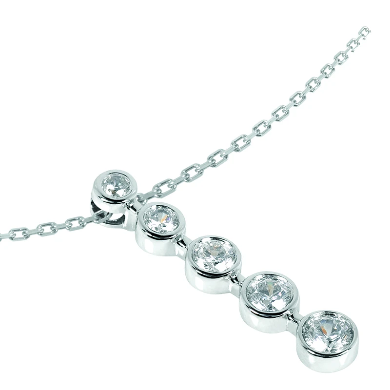 14K White Gold Designer 5 Stone Diamond Journey Pendant 1.50ct 4 14K White Gold Designer 5 Stone Diamond Journey Pendant 1.50ct - Image 2