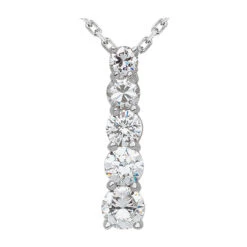 14K White Gold Handmade Unique 5 Stone Diamond Journey Pendant 1ct
