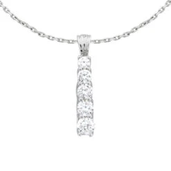 14K White Gold Unique 5 Stone Diamond Journey Pendant 2.50ct