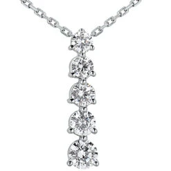 14K White Gold 5 Stone Handmade Unique Diamond Journey Pendant 2.50ct