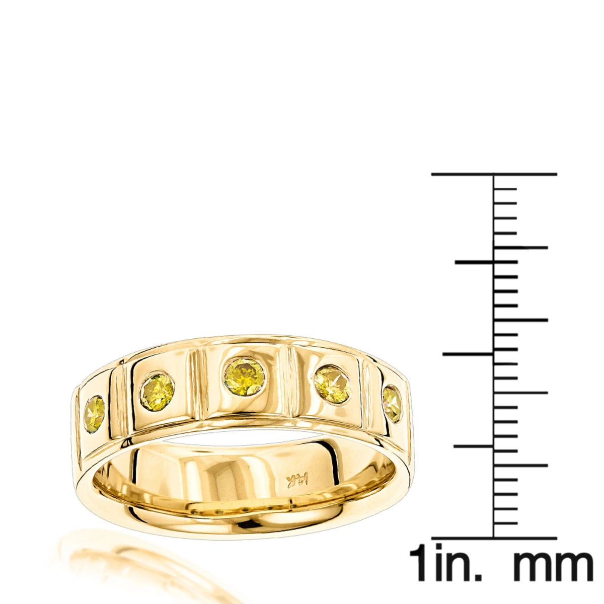 14K Yellow Gold 5 Yellow Diamond Wedding Band 0.3ct Comfort Fit Five Stone Ring 8 14K Yellow Gold 5 Yellow Diamond Wedding Band 0.3ct Comfort Fit Five Stone Ring - Image 6