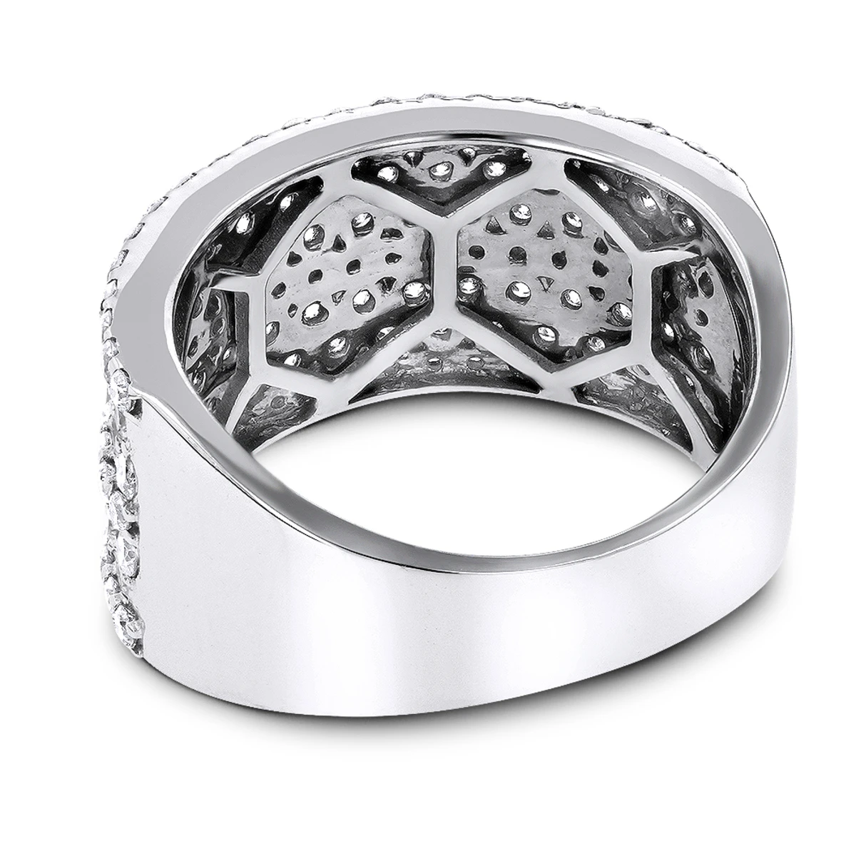 14K White Gold 7 Row Ladies Diamond Ring 2ct Band 6 14K White Gold 7 Row Ladies Diamond Ring 2ct Band - Image 4