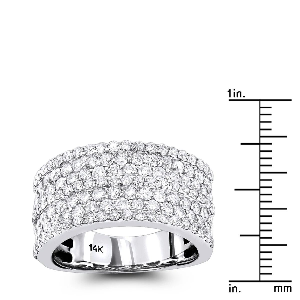 14K White Gold 7 Row Ladies Diamond Ring 2ct Band 7 14K White Gold 7 Row Ladies Diamond Ring 2ct Band - Image 5