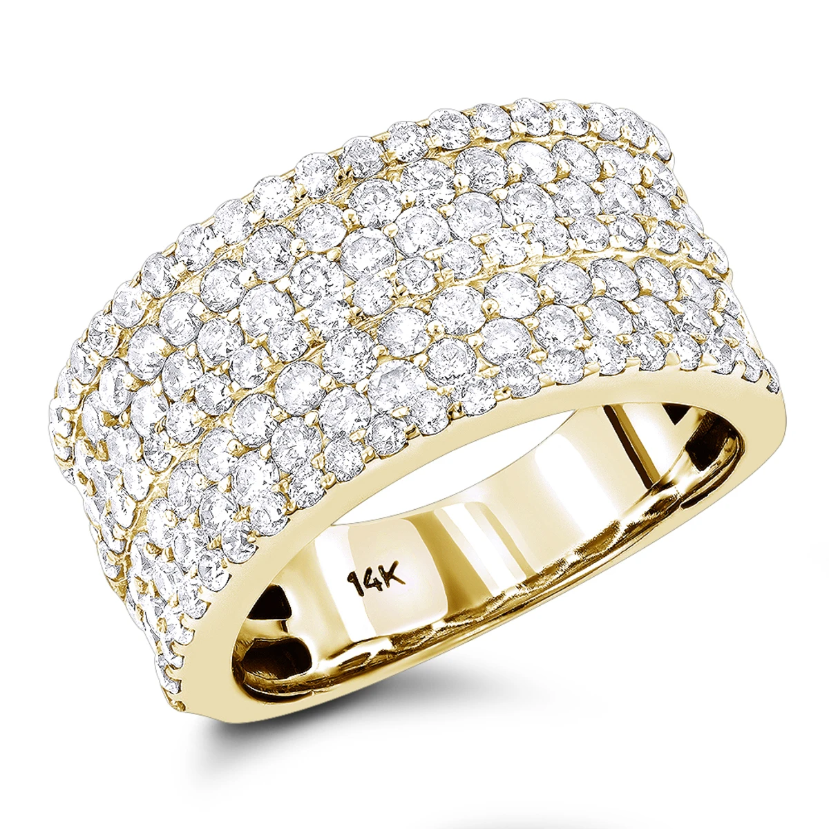 14K White Gold 7 Row Ladies Diamond Ring 2ct Band 4 14K White Gold 7 Row Ladies Diamond Ring 2ct Band - Image 2