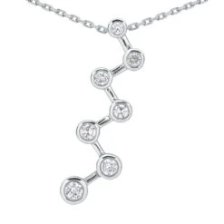 14K White Gold 7 Stone Diamond Journey Necklace 0.75ct