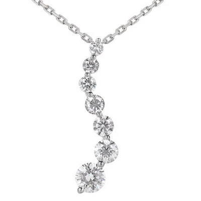 14K White Gold 7 Stone Diamond Journey Necklace 1ct 3 14K White Gold 7 Stone Diamond Journey Necklace 1ct
