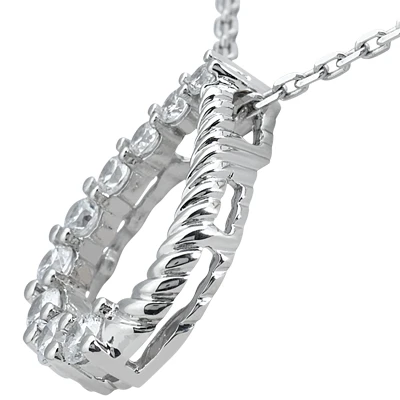 14K White Gold 9 Stone Diamond Journey Necklace 0.75ct 4 14K White Gold 9 Stone Diamond Journey Necklace 0.75ct - Image 2