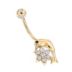 14K Rose Gold Diamond 0.42ct Dolphin Belly Button Ring -Its Hot Jewelry Shop 14k gold and diamond body jewelry piece 035ct p 5868 ye