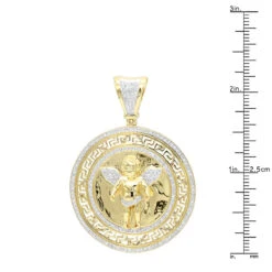 14K Yellow Gold Baby Angel Diamond Medallion Pendant For Men 0.95ct By Luxurman -Its Hot Jewelry Shop 14k gold baby angel diamond medallion pendant for men 095ct by luxurman rulerye