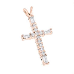 14K White Gold Baguette & Round Diamond Cross Necklace 0.35ct -Its Hot Jewelry Shop 14k gold baguette round diamond cross necklace 035ct p 26537 ro