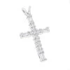 14K White Gold Baguette & Round Diamond Cross Necklace 0.35ct