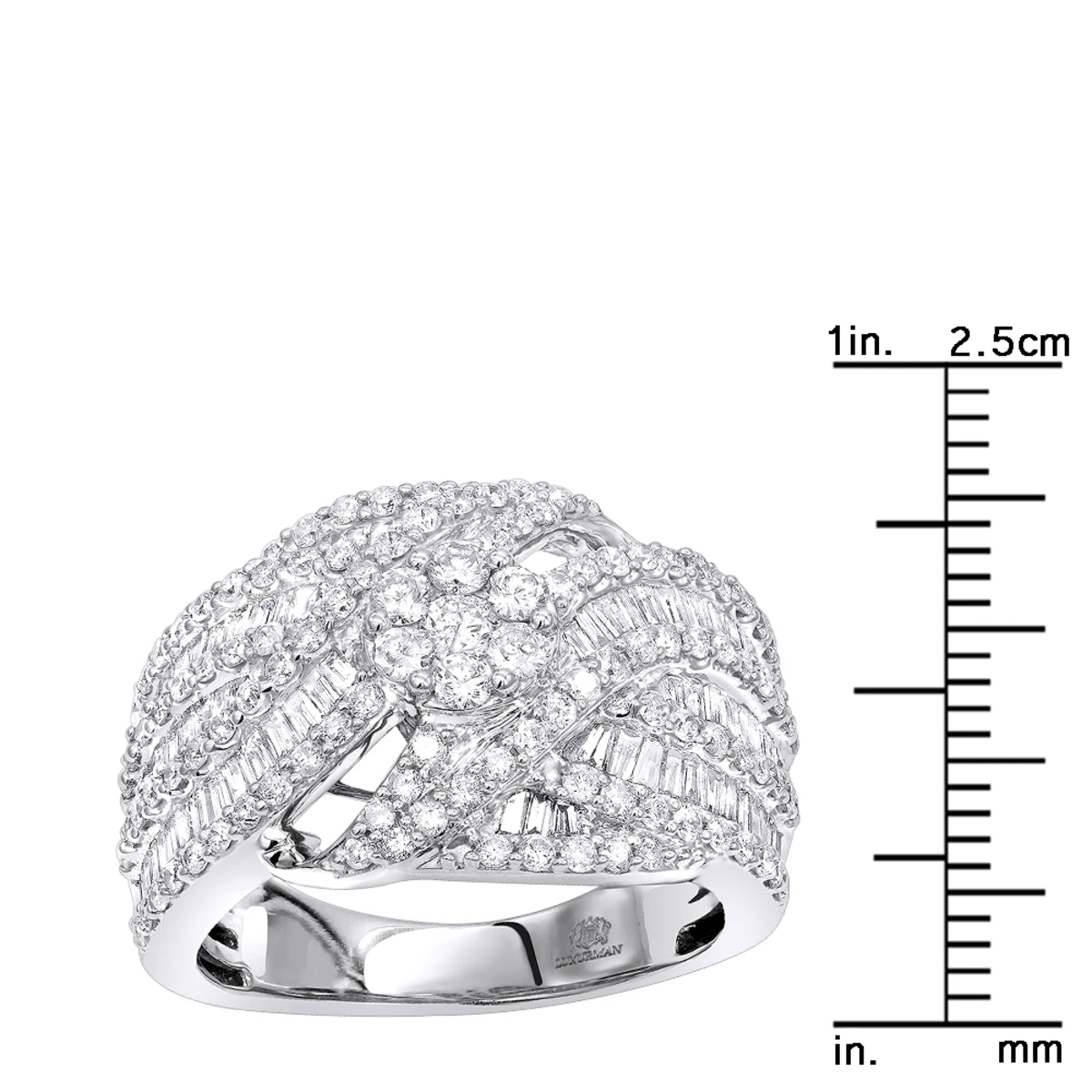 14K White Gold Baguette Round Diamond Ladies Cocktail Ring 2.25ct By Luxurman 8 14K White Gold Baguette Round Diamond Ladies Cocktail Ring 2.25ct By Luxurman - Image 6