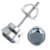 14K White Gold Black Diamond Earrings Bezel Set Studs 1.75ct