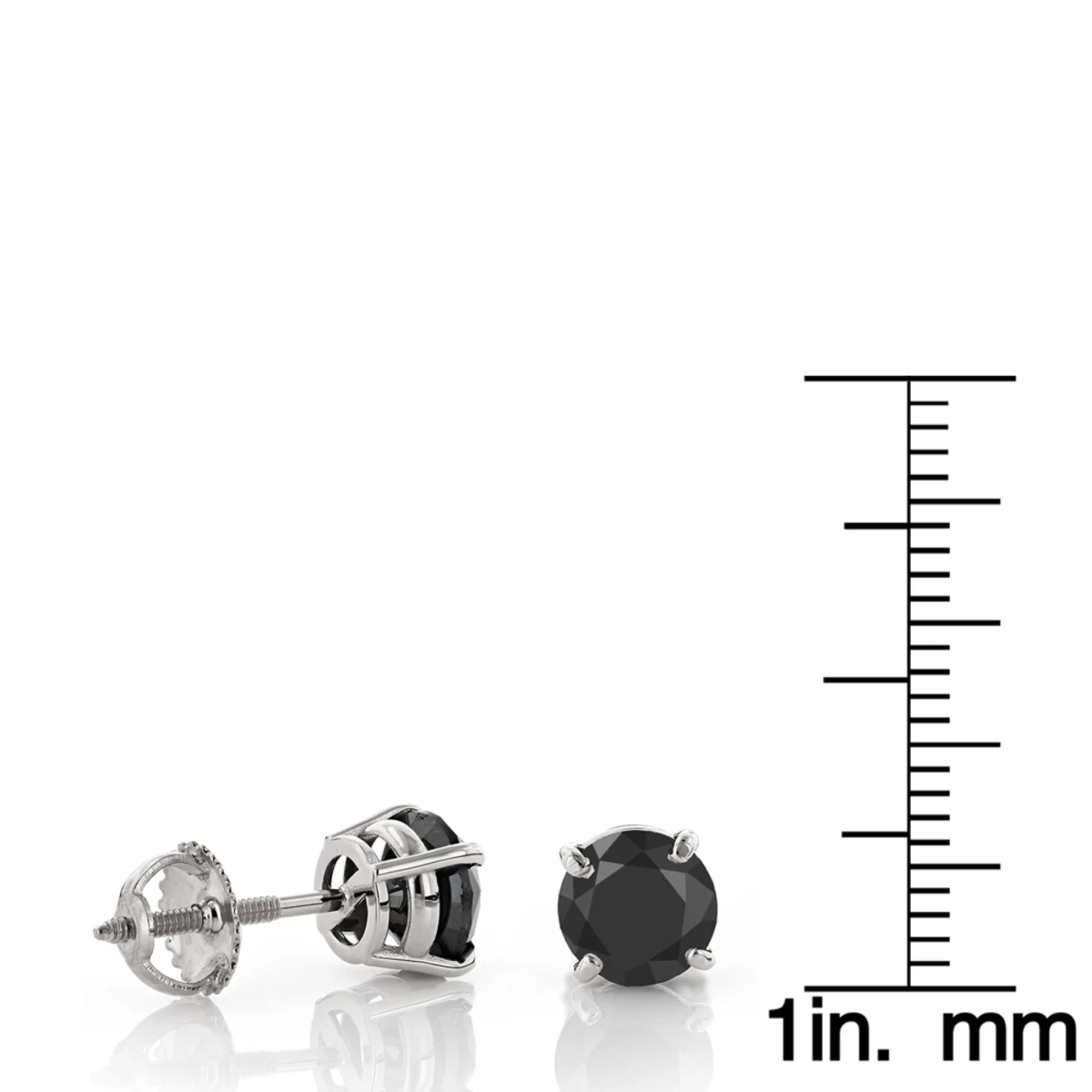 14K White Gold Black Diamond Stud Earrings Bezel Set 2.00ct 8 14K White Gold Black Diamond Stud Earrings Bezel Set 2.00ct - Image 6