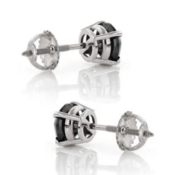 14K White Gold Black Diamond Stud Earrings Prong Set 2.00ct -Its Hot Jewelry Shop 14k gold black diamond stud earrings prong set 200ct p 6058 backwh