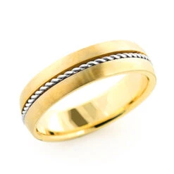 14K Yellow Gold Braided Wedding Band For Men
