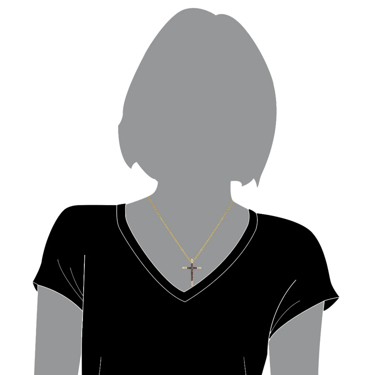 14K Yellow Gold White And Brown Diamond Cross Pendant 0.86ct 7 14K Yellow Gold White And Brown Diamond Cross Pendant 0.86ct - Image 5