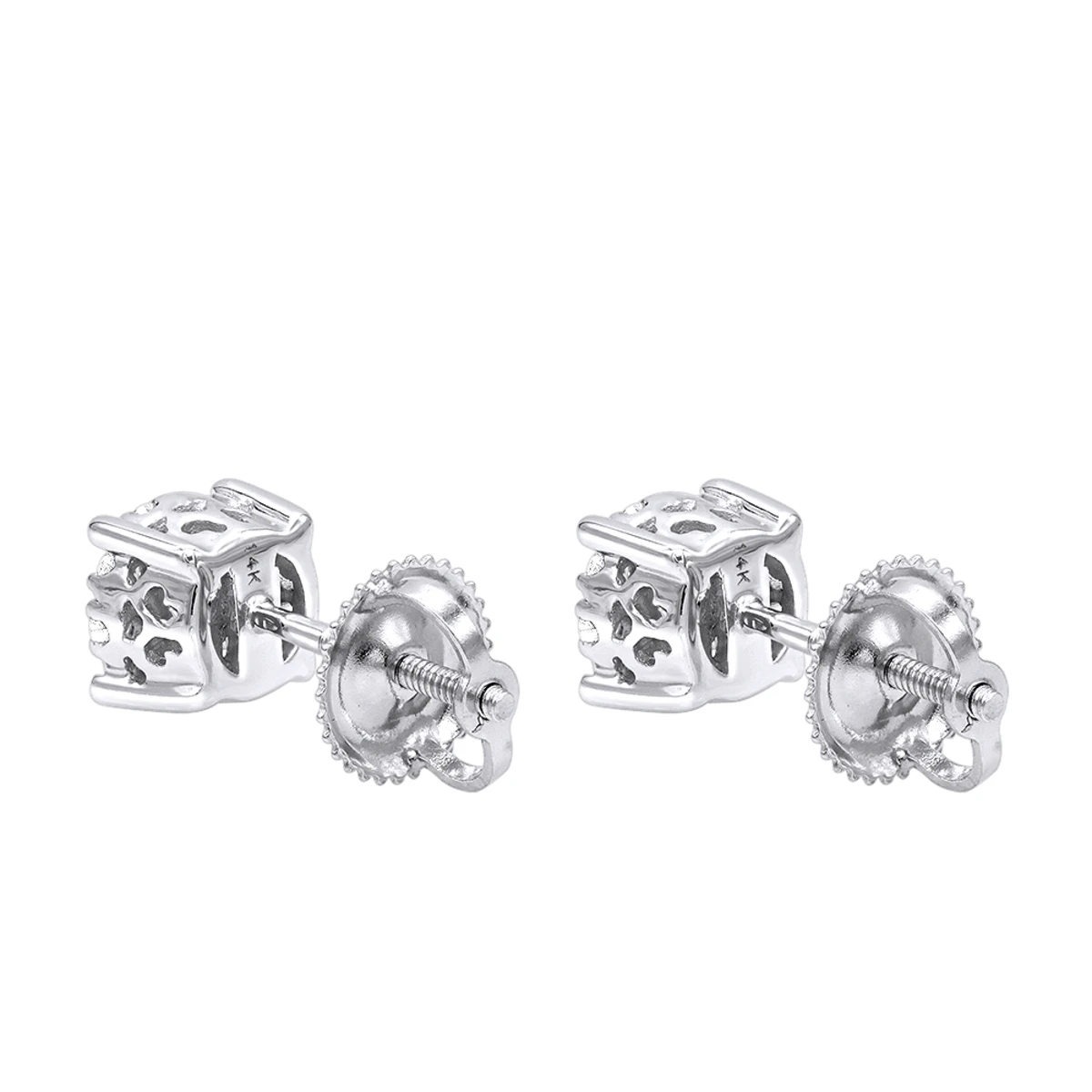14K White Gold Cluster Diamond Stud Earrings 0.35ct By Luxurman 6 14K White Gold Cluster Diamond Stud Earrings 0.35ct By Luxurman - Image 4
