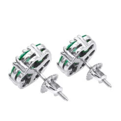 14K White Gold Cluster Emerald Stud Earrings 4ct 11 14K White Gold Cluster Emerald Stud Earrings 4ct -Its Hot Jewelry Shop 14k gold cluster emerald stud earrings 400ct p 5963 backwh