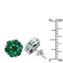 14K White Gold Cluster Emerald Stud Earrings 4ct 12 14K White Gold Cluster Emerald Stud Earrings 4ct -Its Hot Jewelry Shop 14k gold cluster emerald stud earrings 400ct p 5963 rulerwh