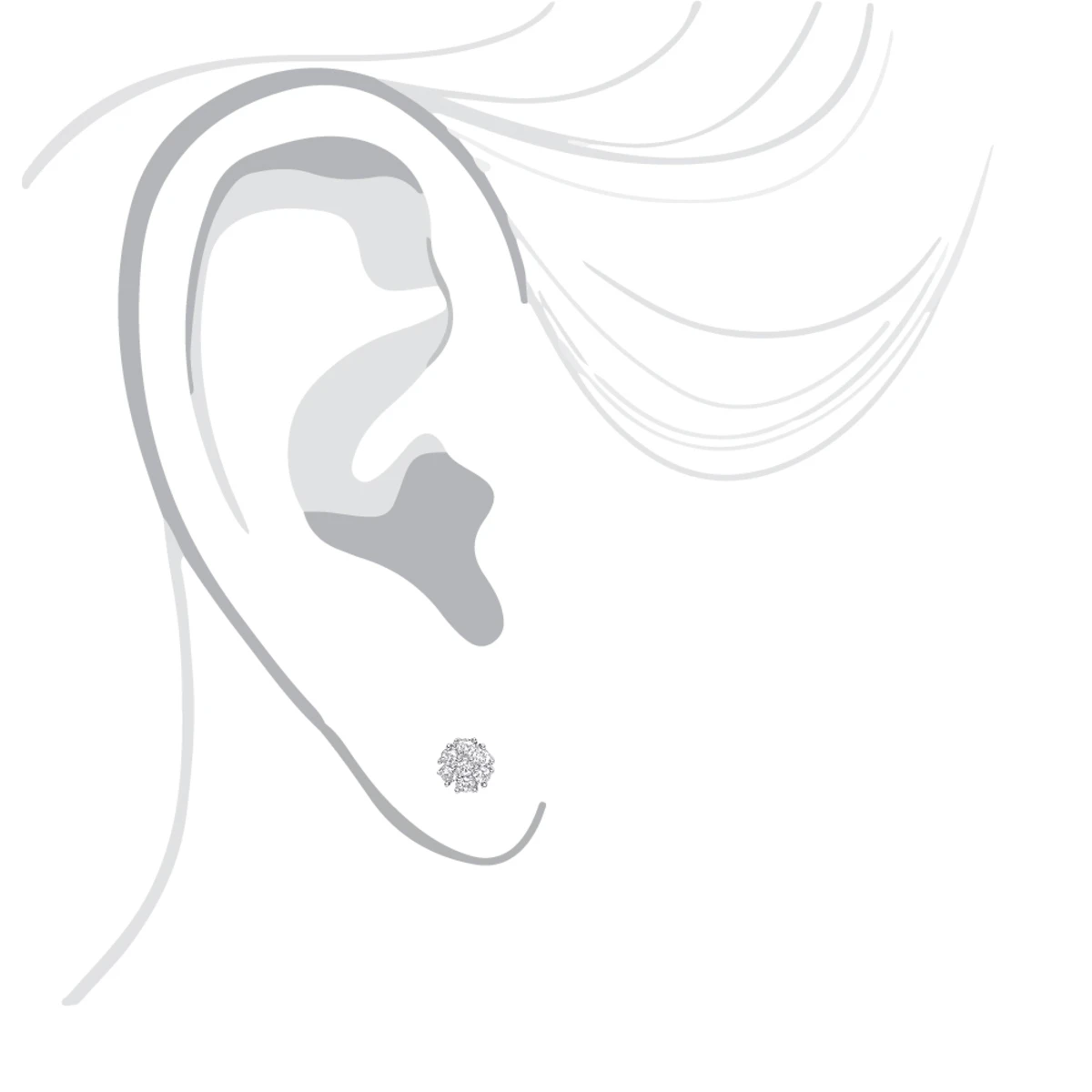 14K White Gold Cluster Flower Diamond Stud Earrings For Women 0.25ct By Luxurman 8 14K White Gold Cluster Flower Diamond Stud Earrings For Women 0.25ct By Luxurman - Image 6