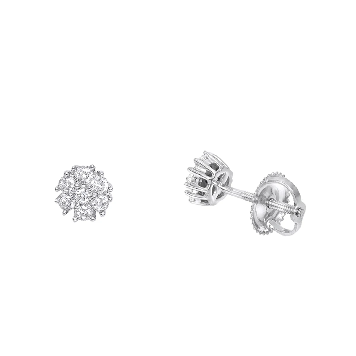 14K White Gold Cluster Flower Diamond Stud Earrings For Women 0.25ct By Luxurman 3 14K White Gold Cluster Flower Diamond Stud Earrings For Women 0.25ct By Luxurman