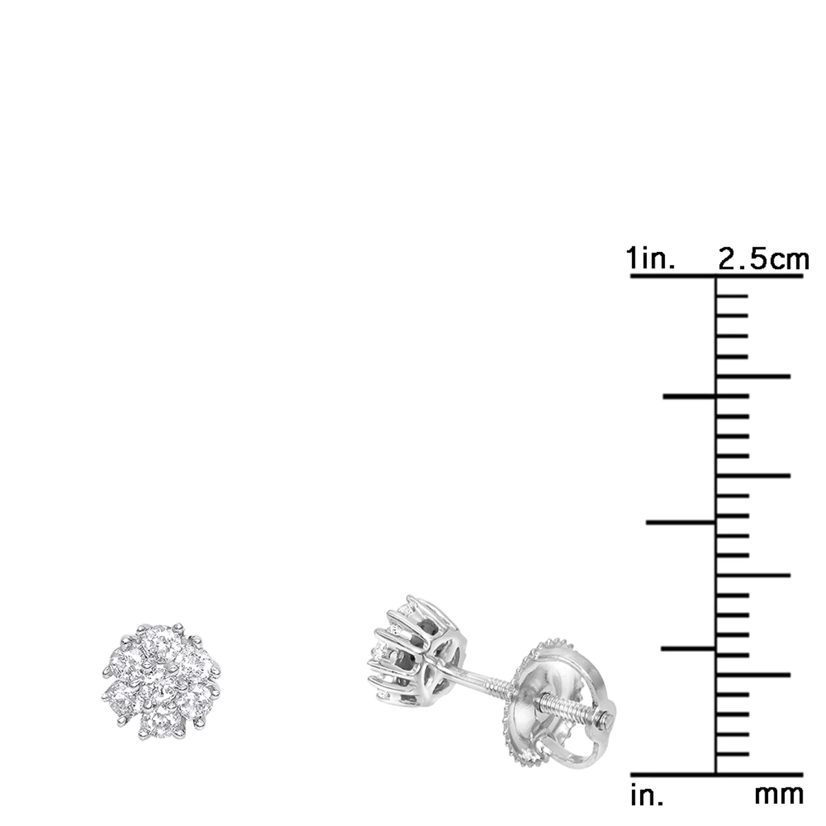 14K White Gold Cluster Flower Diamond Stud Earrings For Women 0.25ct By Luxurman 7 14K White Gold Cluster Flower Diamond Stud Earrings For Women 0.25ct By Luxurman - Image 5