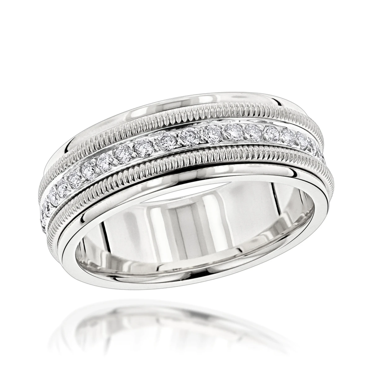 Men's 14K Yellow/Rose Gold Comfort Fit Diamond Wedding/Eternity Band Luxurman 0.9c 4 Men's 14K Yellow/Rose Gold Comfort Fit Diamond Wedding/Eternity Band Luxurman 0.9c - Image 2