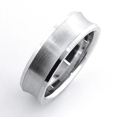 14K White Gold Concave Men's Wedding Band 6mm 4 14K White Gold Concave Men's Wedding Band 6mm - Image 2
