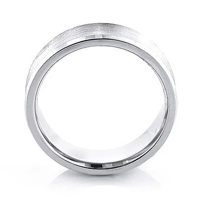 14K White Gold Concave Men's Wedding Band 6mm 6 14K White Gold Concave Men's Wedding Band 6mm - Image 4