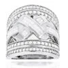 14K White Gold Criss Cross Diamond Ring 2.20ct