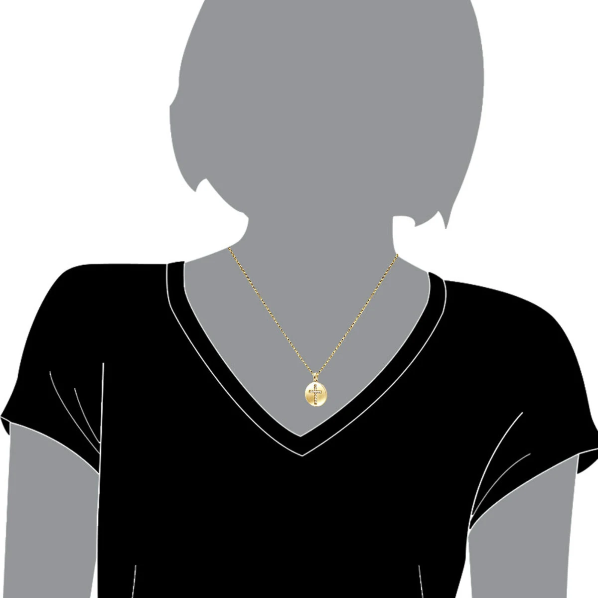 14K White Gold Cross In A Circle Diamond Pendant 0.33ct 4 14K White Gold Cross In A Circle Diamond Pendant 0.33ct - Image 2