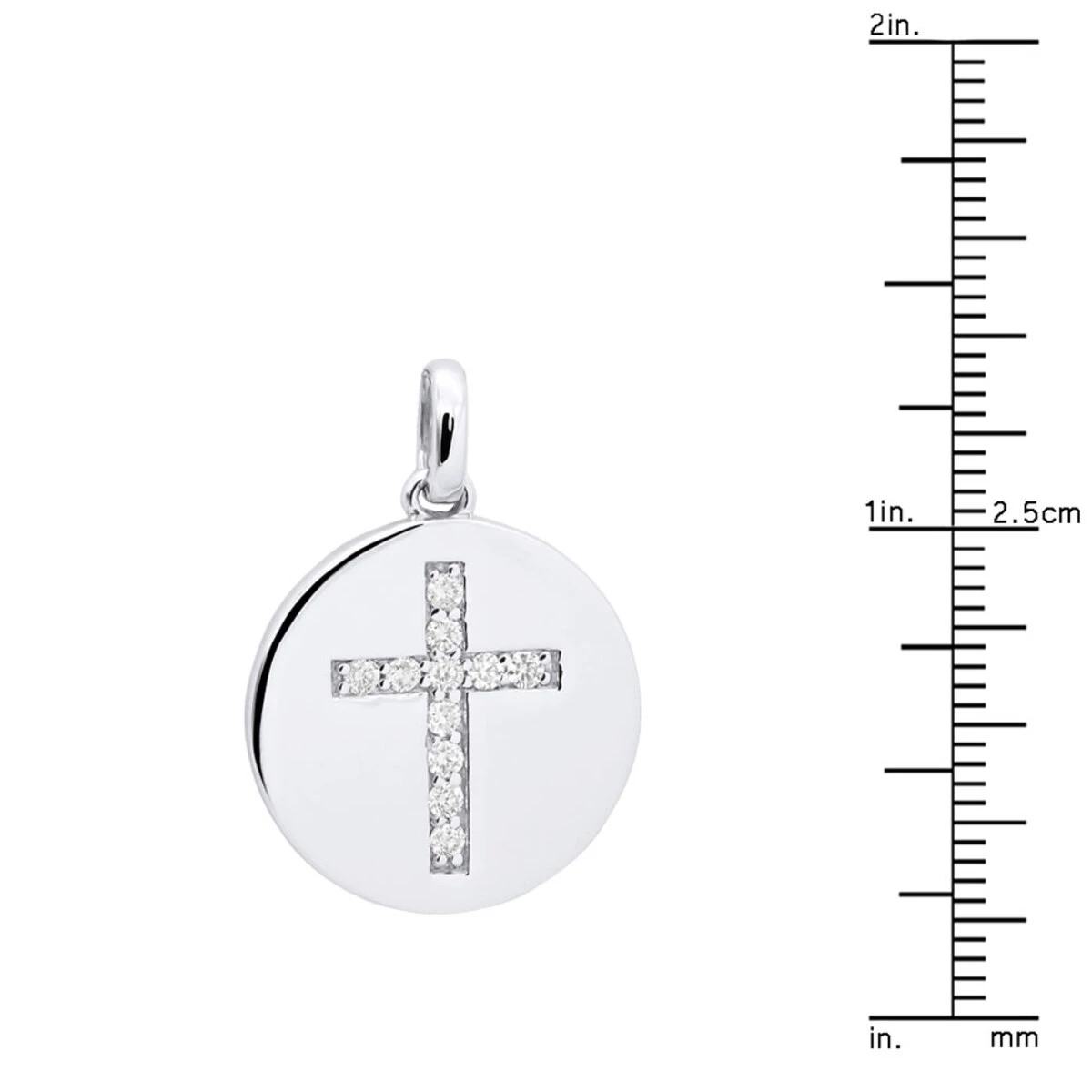 14K White Gold Cross In A Circle Diamond Pendant 0.33ct 12 14K White Gold Cross In A Circle Diamond Pendant 0.33ct - Image 10