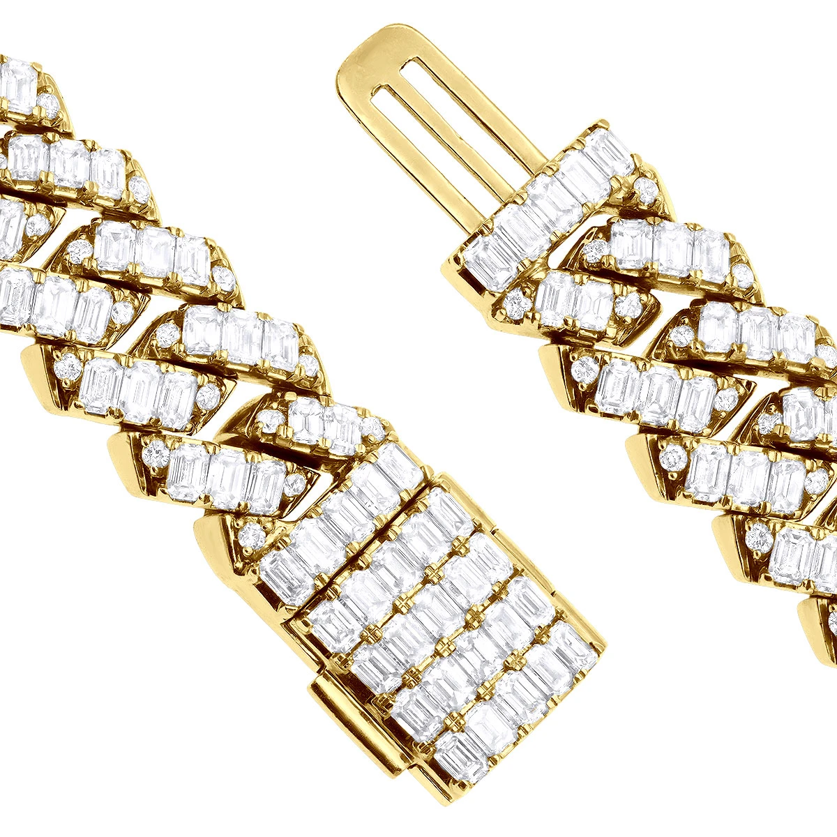 14K Yellow Gold Cuban Link Diamond Bracelet For Men 12mm 1/2in 24.5ct 9 14K Yellow Gold Cuban Link Diamond Bracelet For Men 12mm 1/2in 24.5ct - Image 7