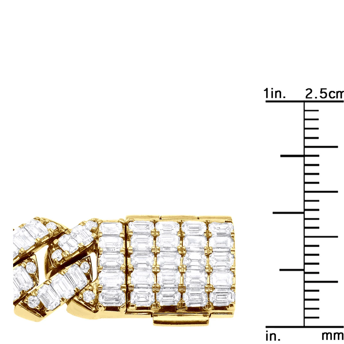 14K Yellow Gold Cuban Link Diamond Bracelet For Men 12mm 1/2in 24.5ct 7 14K Yellow Gold Cuban Link Diamond Bracelet For Men 12mm 1/2in 24.5ct - Image 5
