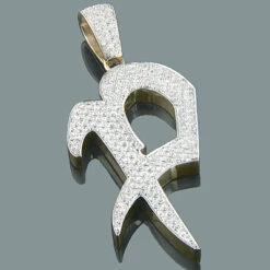 14K Yellow Gold Alphabet Initial Diamond Letter Pendant 4.95ct