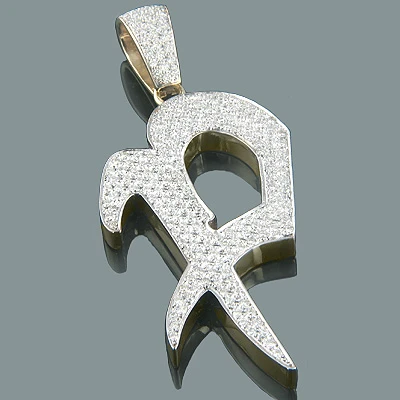 14K Yellow Gold Alphabet Initial Diamond Letter Pendant 4.95ct 3 14K Yellow Gold Alphabet Initial Diamond Letter Pendant 4.95ct